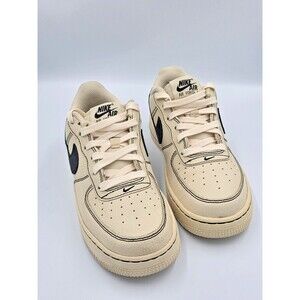 Nike Air Force 1 Low GS 5.5Y HJ4563-200 Pale Ivory Black Stitch Preowned Clean
